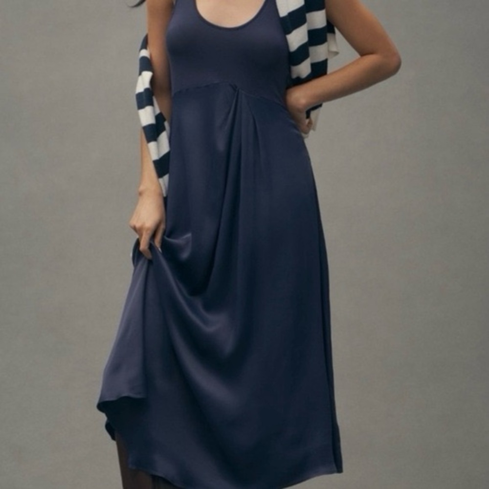 Anthropologie Deep Blue Midi Dress